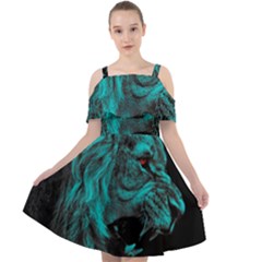 Angry Male Lion Predator Carnivore Cut Out Shoulders Chiffon Dress by uniart180623