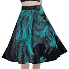 Angry Male Lion Predator Carnivore A-line Full Circle Midi Skirt With Pocket by uniart180623