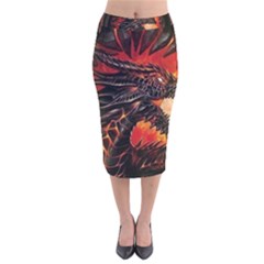 Dragon Velvet Midi Pencil Skirt by uniart180623