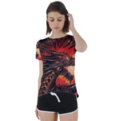 Dragon Short Sleeve Open Back T-shirt by uniart180623