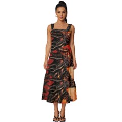 Dragon Square Neckline Tiered Midi Dress by uniart180623