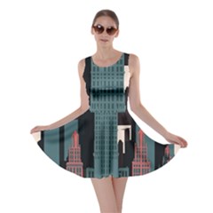 New York City Nyc Skyline Cityscape Skater Dress by uniart180623