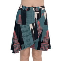 New York City Nyc Skyline Cityscape Chiffon Wrap Front Skirt by uniart180623