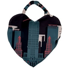 New York City Nyc Skyline Cityscape Giant Heart Shaped Tote by uniart180623