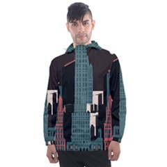 New York City Nyc Skyline Cityscape Men s Front Pocket Pullover Windbreaker by uniart180623