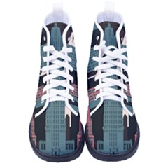 New York City Nyc Skyline Cityscape Men s High-top Canvas Sneakers by uniart180623