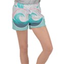 Tidal Wave Ocean Sea Tsunami Wave Minimalist Women s Velour Lounge Shorts View1