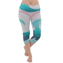 Tidal Wave Ocean Sea Tsunami Wave Minimalist Lightweight Velour Capri Yoga Leggings by uniart180623