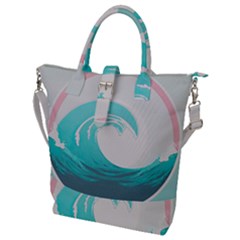 Tidal Wave Ocean Sea Tsunami Wave Minimalist Buckle Top Tote Bag by uniart180623