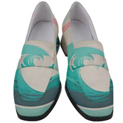 Tidal Wave Ocean Sea Tsunami Wave Minimalist Women s Chunky Heel Loafers by uniart180623