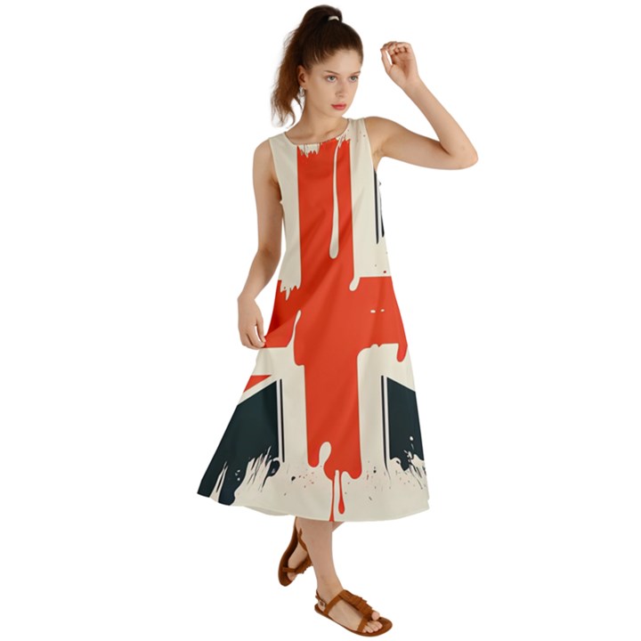 Union Jack England Uk United Kingdom London Summer Maxi Dress