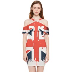 Union Jack England Uk United Kingdom London Shoulder Frill Bodycon Summer Dress by uniart180623