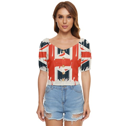 Union Jack England Uk United Kingdom London Button Up Blouse by uniart180623