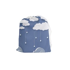 Clouds Rain Paper Raindrops Weather Sky Raining Drawstring Pouch (medium)