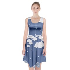 Clouds Rain Paper Raindrops Weather Sky Raining Racerback Midi Dress by uniart180623