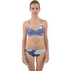 Clouds Rain Paper Raindrops Weather Sky Raining Wrap Around Bikini Set by uniart180623