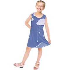 Clouds Rain Paper Raindrops Weather Sky Raining Kids  Tunic Dress by uniart180623