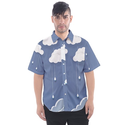 Clouds Rain Paper Raindrops Weather Sky Raining Men s Short Sleeve Shirt by uniart180623