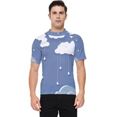 Clouds Rain Paper Raindrops Weather Sky Raining Men s Short Sleeve Rash Guard by uniart180623