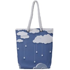 Clouds Rain Paper Raindrops Weather Sky Raining Full Print Rope Handle Tote (small) by uniart180623