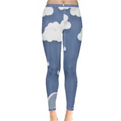 Clouds Rain Paper Raindrops Weather Sky Raining Inside Out Leggings by uniart180623