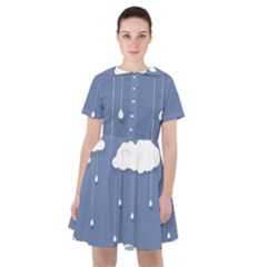 Clouds Rain Paper Raindrops Weather Sky Raining Sailor Dress by uniart180623