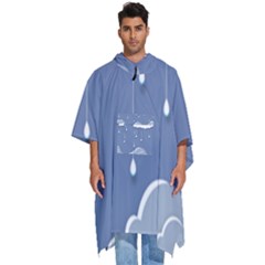 Clouds Rain Paper Raindrops Weather Sky Raining Men s Hooded Rain Ponchos by uniart180623