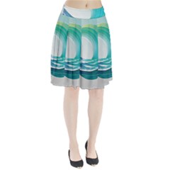 Tsunami Tidal Wave Wave Minimalist Ocean Sea Pleated Skirt by uniart180623