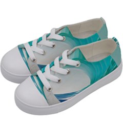 Tsunami Tidal Wave Wave Minimalist Ocean Sea Kids  Low Top Canvas Sneakers by uniart180623