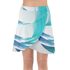 Tsunami Tidal Wave Wave Minimalist Ocean Sea Wrap Front Skirt by uniart180623