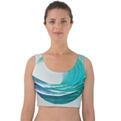 Tsunami Tidal Wave Wave Minimalist Ocean Sea Velvet Crop Top by uniart180623