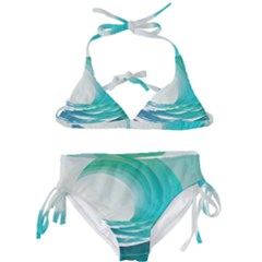 Tsunami Tidal Wave Wave Minimalist Ocean Sea Kids  Classic Bikini Set by uniart180623