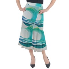 Tsunami Tidal Wave Wave Minimalist Ocean Sea Midi Mermaid Skirt by uniart180623