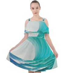 Tsunami Tidal Wave Wave Minimalist Ocean Sea Cut Out Shoulders Chiffon Dress by uniart180623