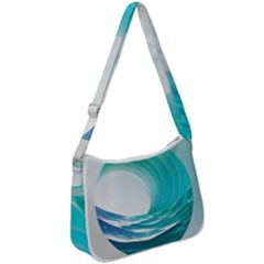 Tsunami Tidal Wave Wave Minimalist Ocean Sea Zip Up Shoulder Bag by uniart180623