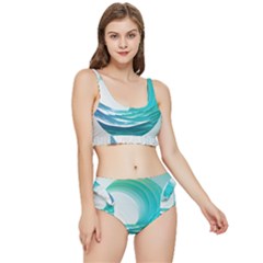 Tsunami Tidal Wave Wave Minimalist Ocean Sea Frilly Bikini Set by uniart180623