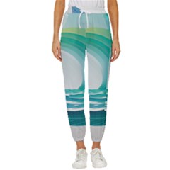 Tsunami Tidal Wave Wave Minimalist Ocean Sea Women s Cropped Drawstring Pants by uniart180623