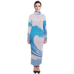 Wave Tsunami Tidal Wave Ocean Sea Water Turtleneck Maxi Dress by uniart180623