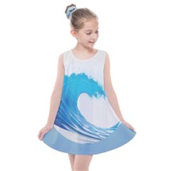 Wave Tsunami Tidal Wave Ocean Sea Water Kids  Summer Dress by uniart180623