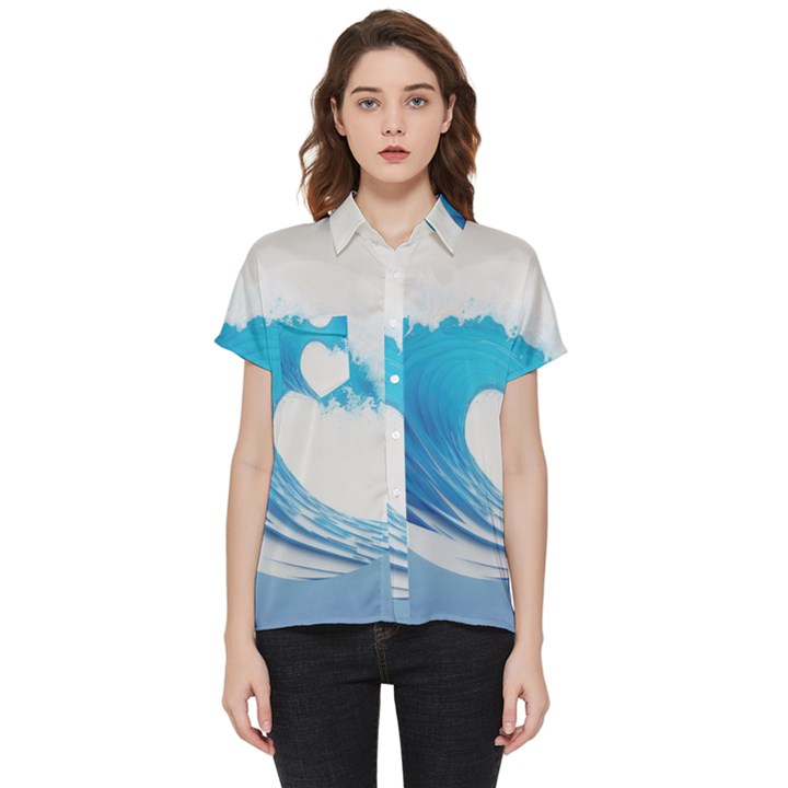 Wave Tsunami Tidal Wave Ocean Sea Water Short Sleeve Pocket Shirt