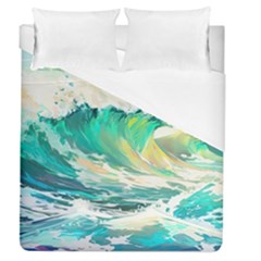 Waves Ocean Sea Tsunami Nautical Painting Duvet Cover (queen Size) by uniart180623