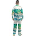 Waves Ocean Sea Tsunami Nautical Painting Men s Long Sleeve Satin Pajamas Set View2