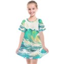 Waves Ocean Sea Tsunami Nautical Painting Kids  Smock Dress View1