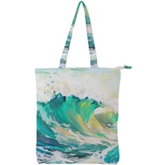 Waves Ocean Sea Tsunami Nautical Painting Double Zip Up Tote Bag by uniart180623