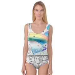 Rainbow Fun Cute Minimal Doodle Drawing Princess Tank Leotard  by uniart180623