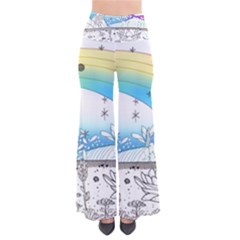 Rainbow Fun Cute Minimal Doodle Drawing So Vintage Palazzo Pants by uniart180623