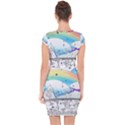 Rainbow Fun Cute Minimal Doodle Drawing Capsleeve Drawstring Dress  View2