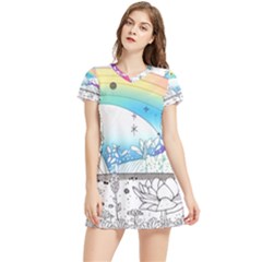 Rainbow Fun Cute Minimal Doodle Drawing Women s Sports Skirt by uniart180623