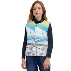 Rainbow Fun Cute Minimal Doodle Drawing Kid s Button Up Puffer Vest	