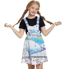 Rainbow Fun Cute Minimal Doodle Drawing Kids  Apron Dress by uniart180623